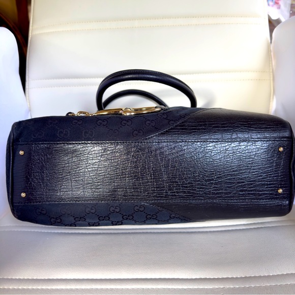 Gucci Black Horsebit GG web Canvas Boston  Bag - Picture 3 of 14